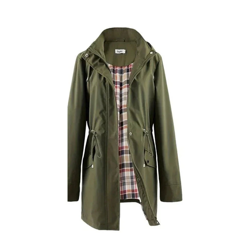 Rosalie | Women Hooded Plaid Lined Zip Front Coat