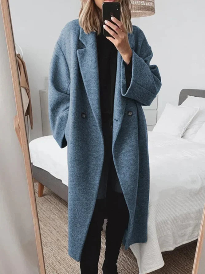 Charlotte | Women Longline Notched Collar Double Button Coat