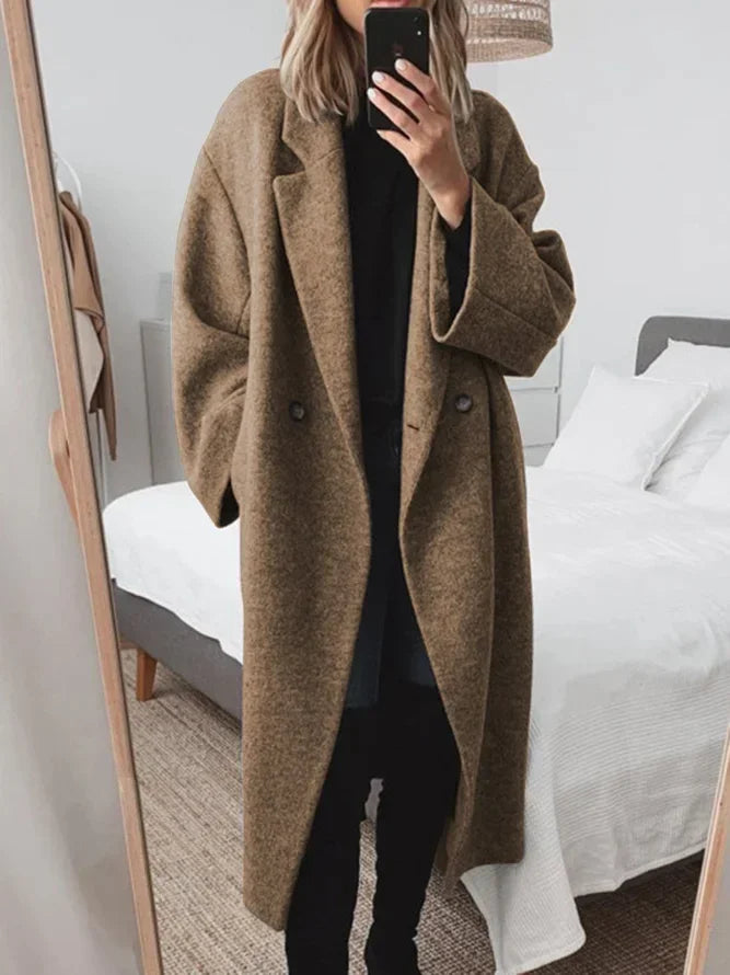 Charlotte | Women Longline Notched Collar Double Button Coat