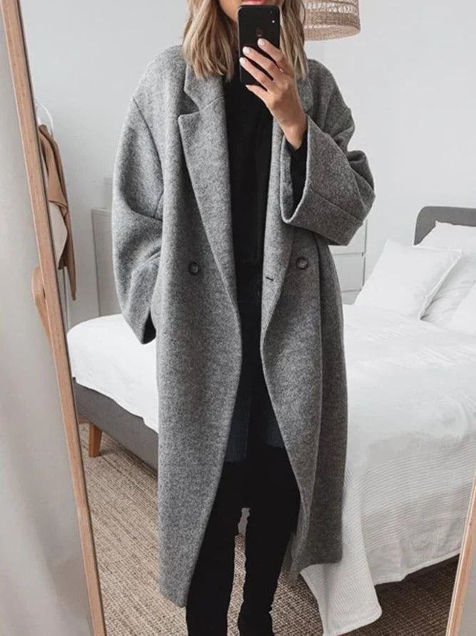 Charlotte | Women Longline Notched Collar Double Button Coat