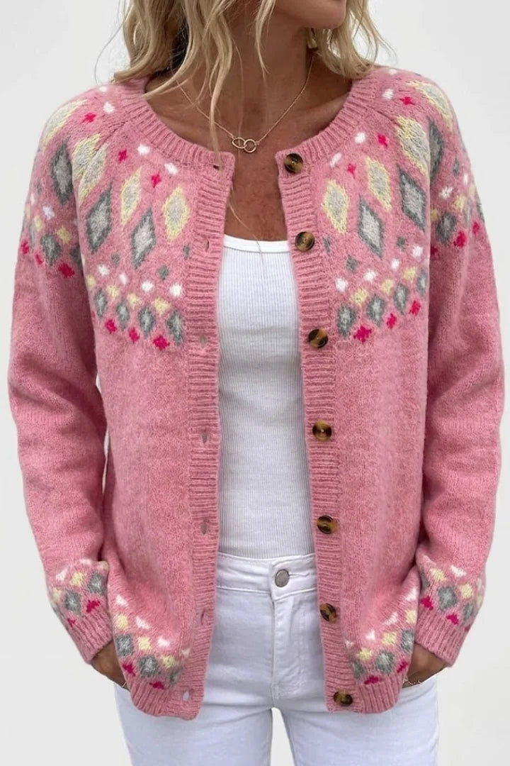 Marigold | Fair Isle Knit Button-Front Cardigan
