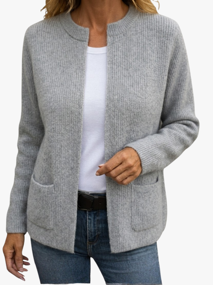Nora | Ribbed Pocket Open Cardigan