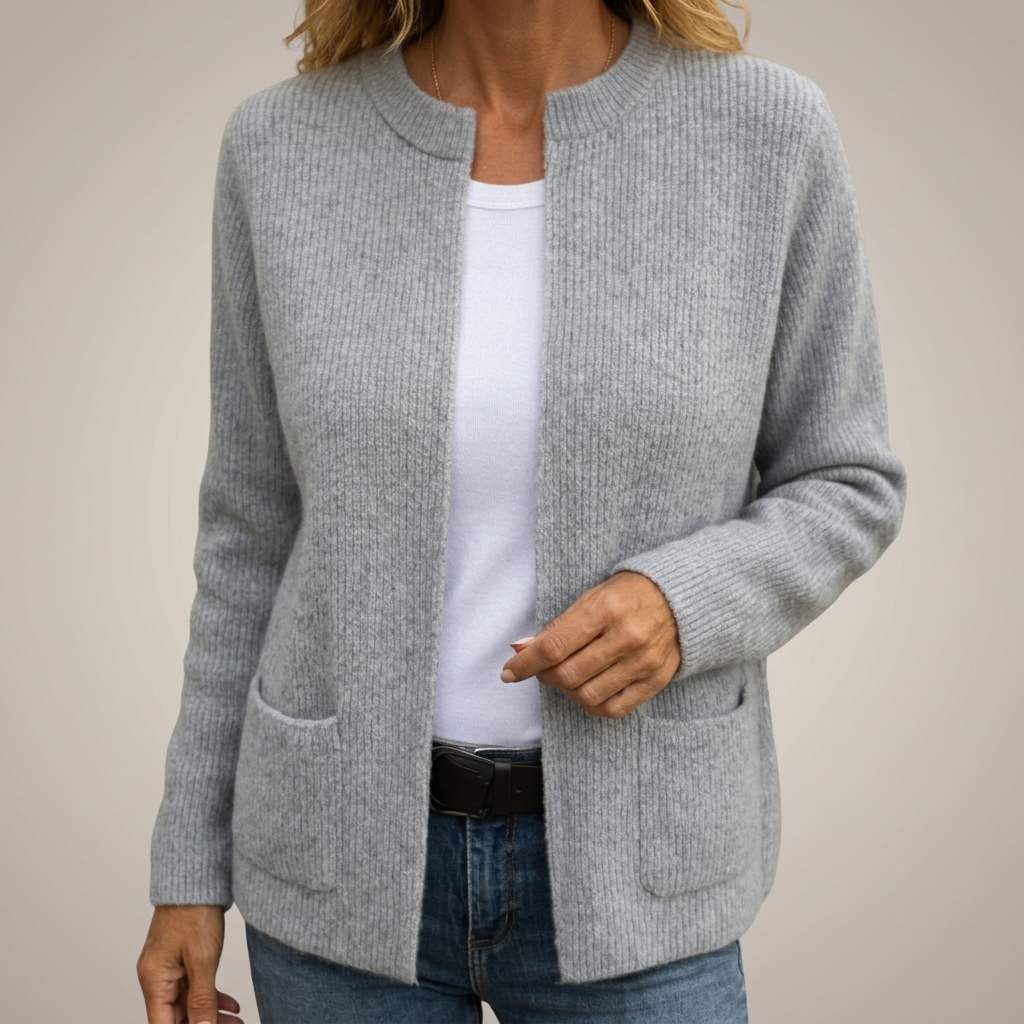 Nora | Ribbed Pocket Open Cardigan