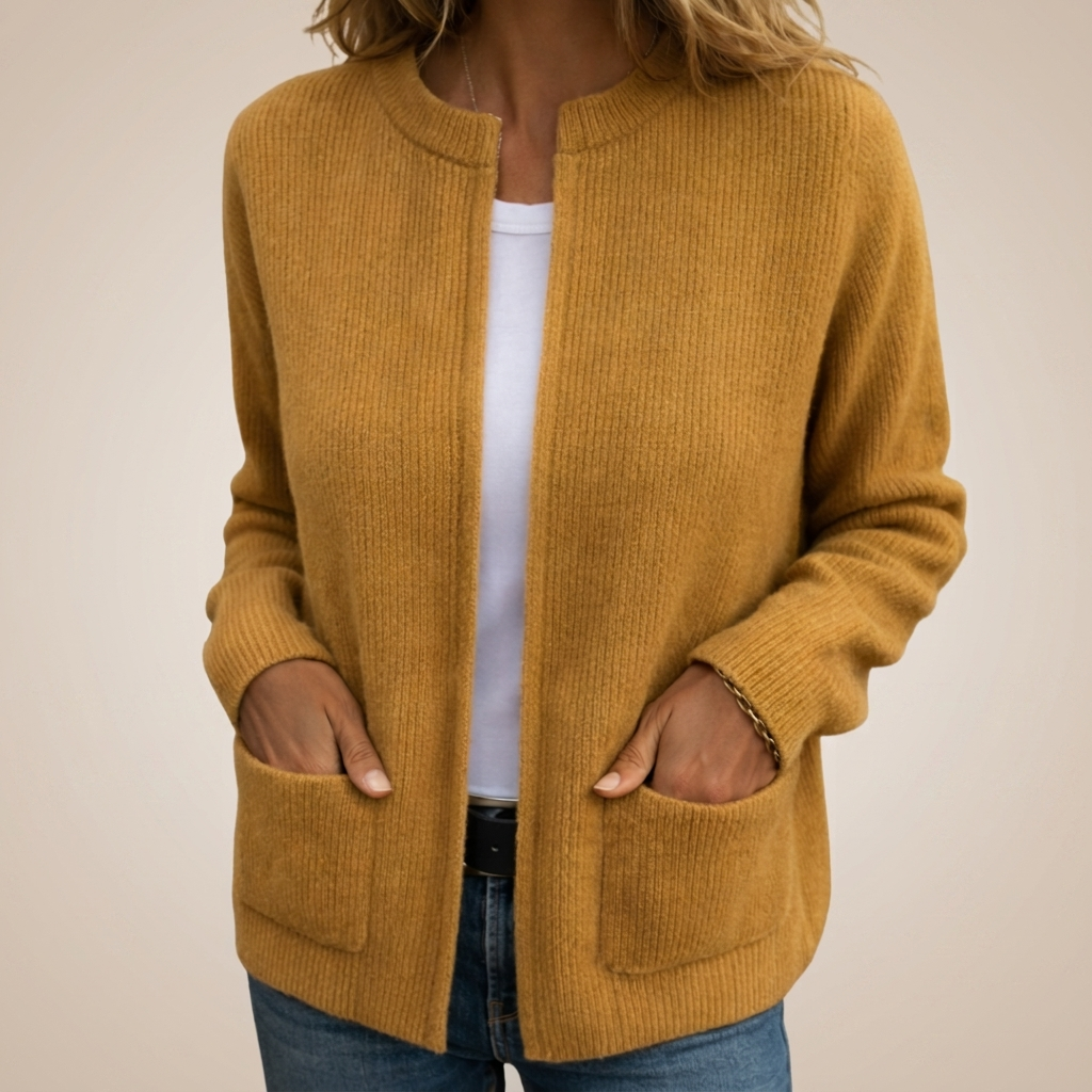 Nora | Ribbed Pocket Open Cardigan