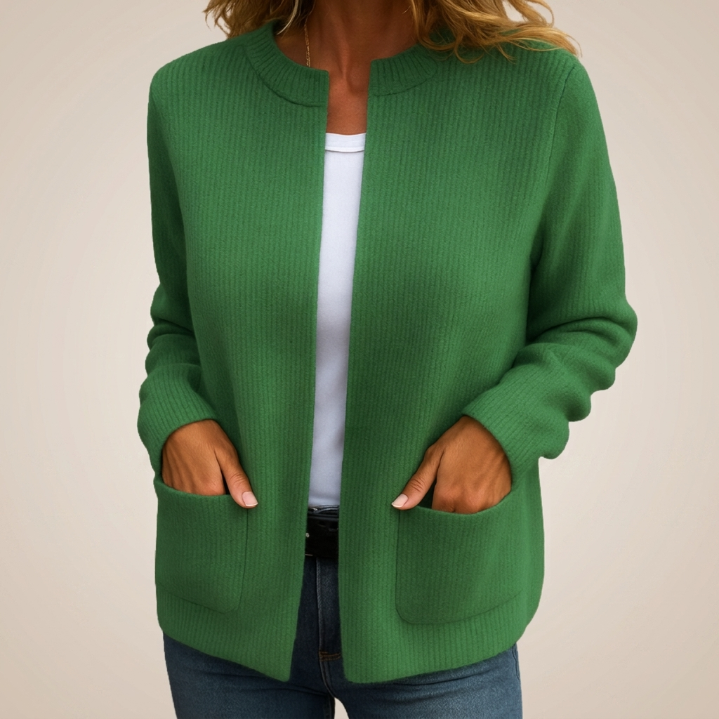 Nora | Ribbed Pocket Open Cardigan