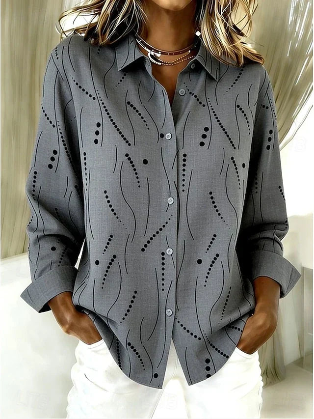 Winifred | Printed Button Front Long Sleeve Blouse