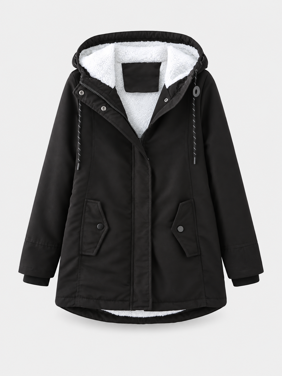Meredith | Hooded Zip Front Coat – product view 1