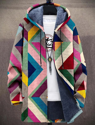 Elspeth | Geometric Hooded Cardigan - Multicolour