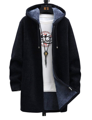 Longline Zip Hoodie in Black