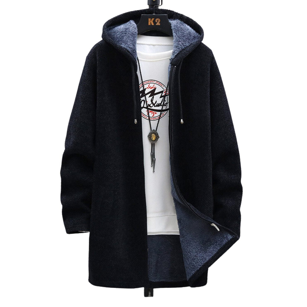 Longline Zip Hoodie in Black