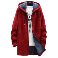 Longline Zip Hoodie in Red