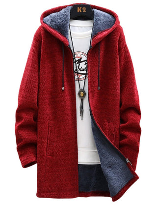 Longline Zip Hoodie in Red