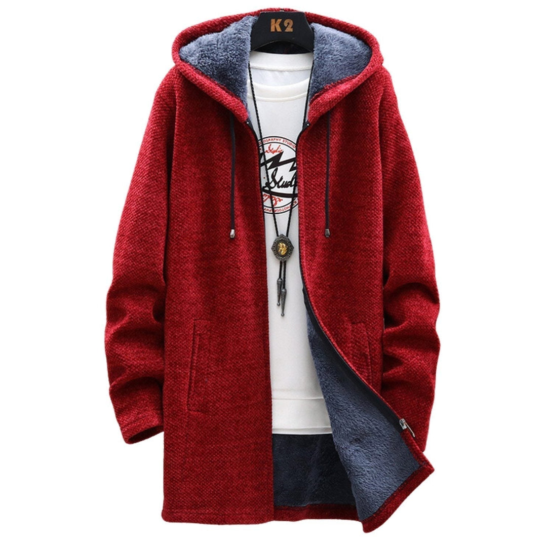 Longline Zip Hoodie in Red