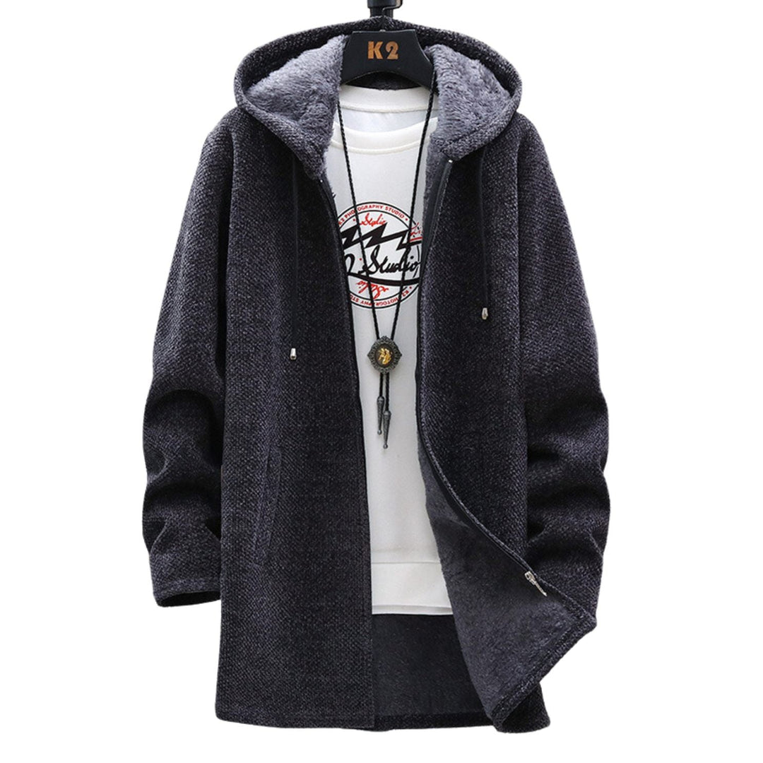 Longline Zip Hoodie in Dark Grey