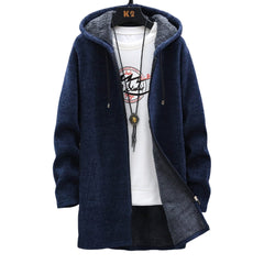 Longline Zip Hoodie in Blue