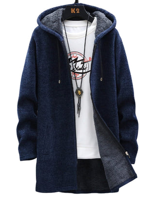 Longline Zip Hoodie in Blue