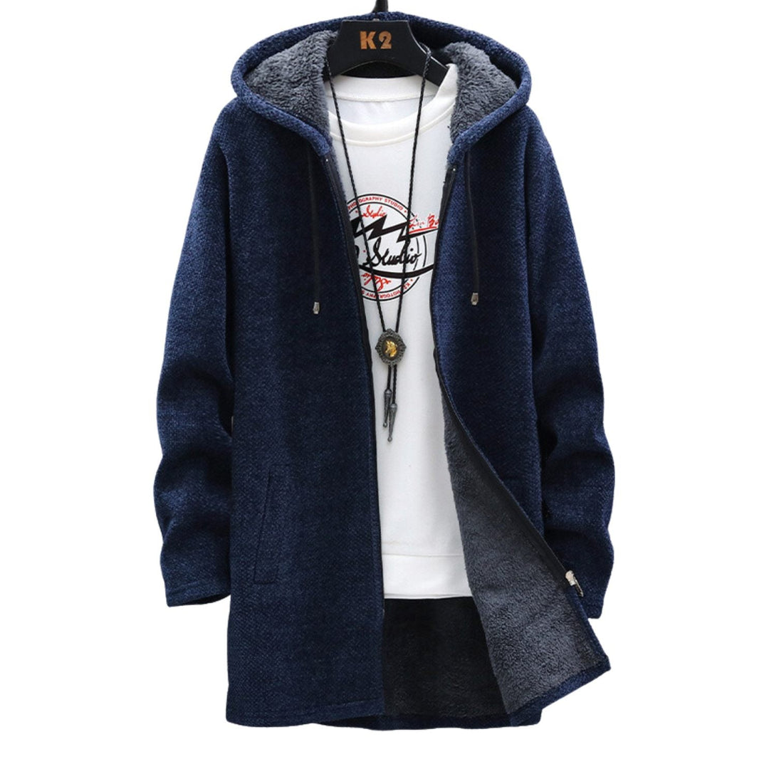 Longline Zip Hoodie in Blue