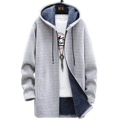 Longline Zip Hoodie in Light Grey