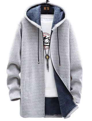 Longline Zip Hoodie in Light Grey
