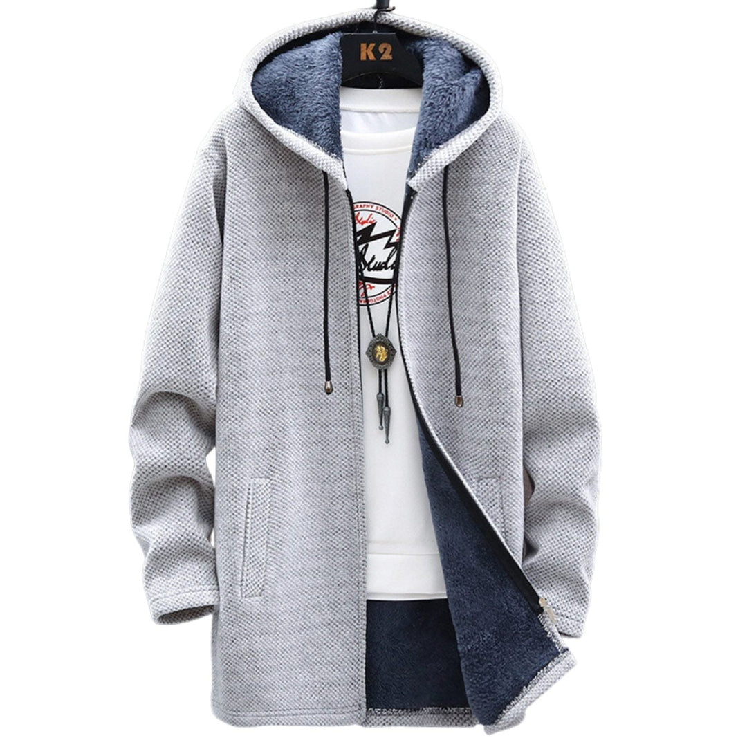 Longline Zip Hoodie in Light Grey