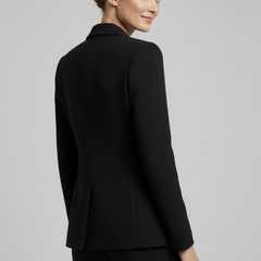 Gold-Button Double-Breasted Blazer in Black