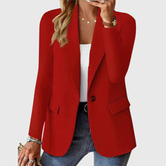 Single-Button Tailored Blazer in Red