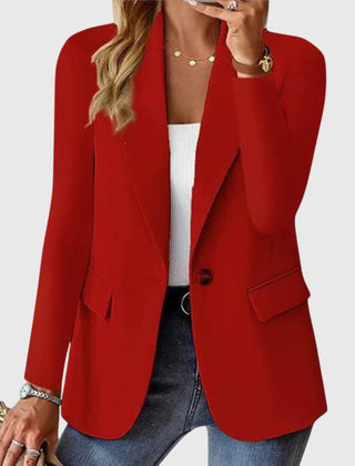 Single-Button Tailored Blazer in Red