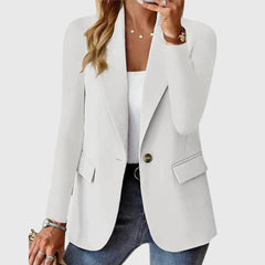 Single-Button Tailored Blazer in White