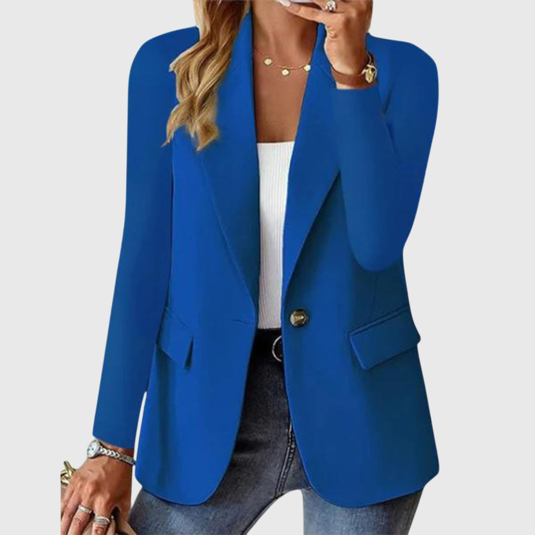 Single-Button Tailored Blazer in Blue