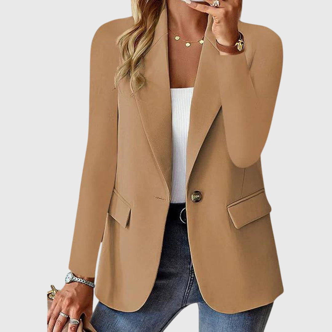Single-Button Tailored Blazer in Brown