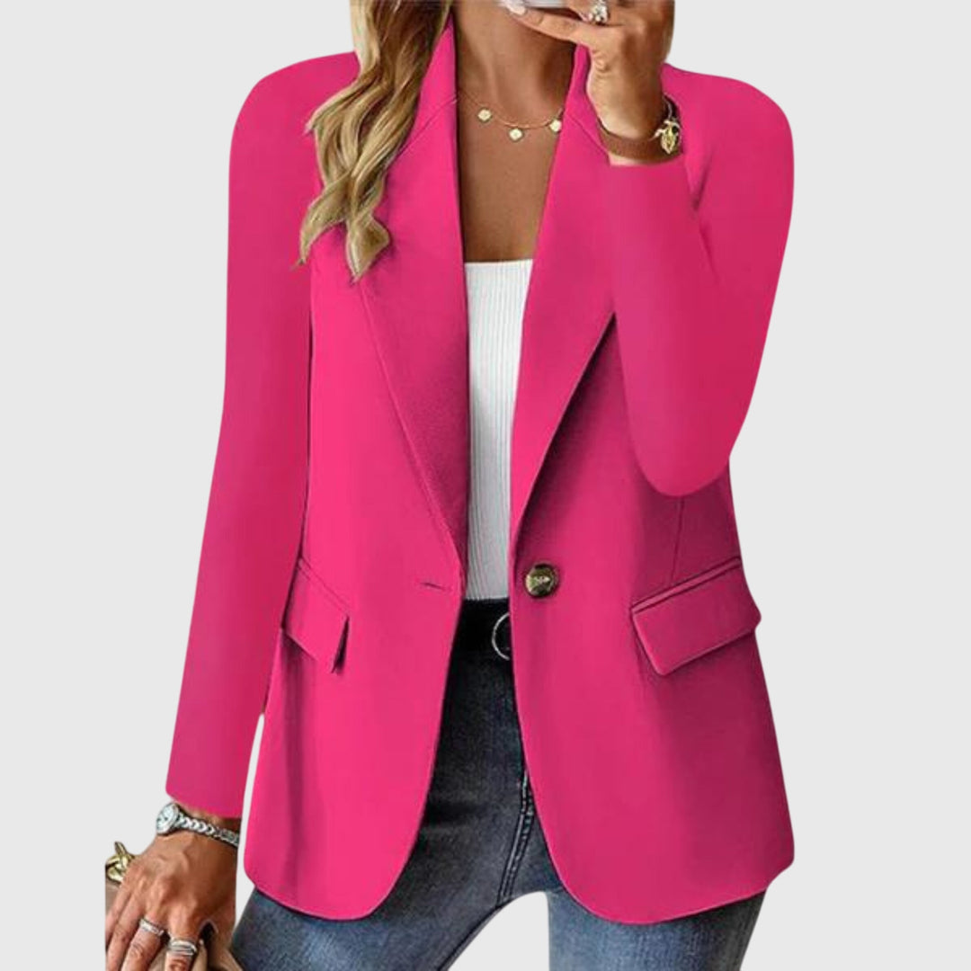 Single-Button Tailored Blazer in Pink