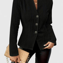 Textured Button Blazer in Black