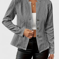 Textured Button Blazer in Grey