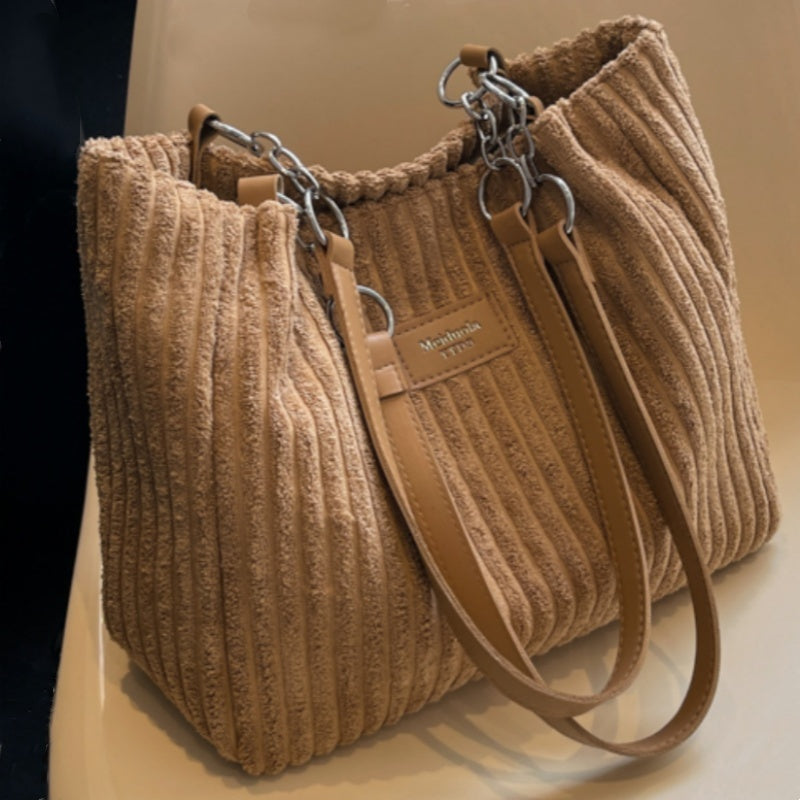 Natalie | Women Ribbed Shoulder Strap Tote Bag