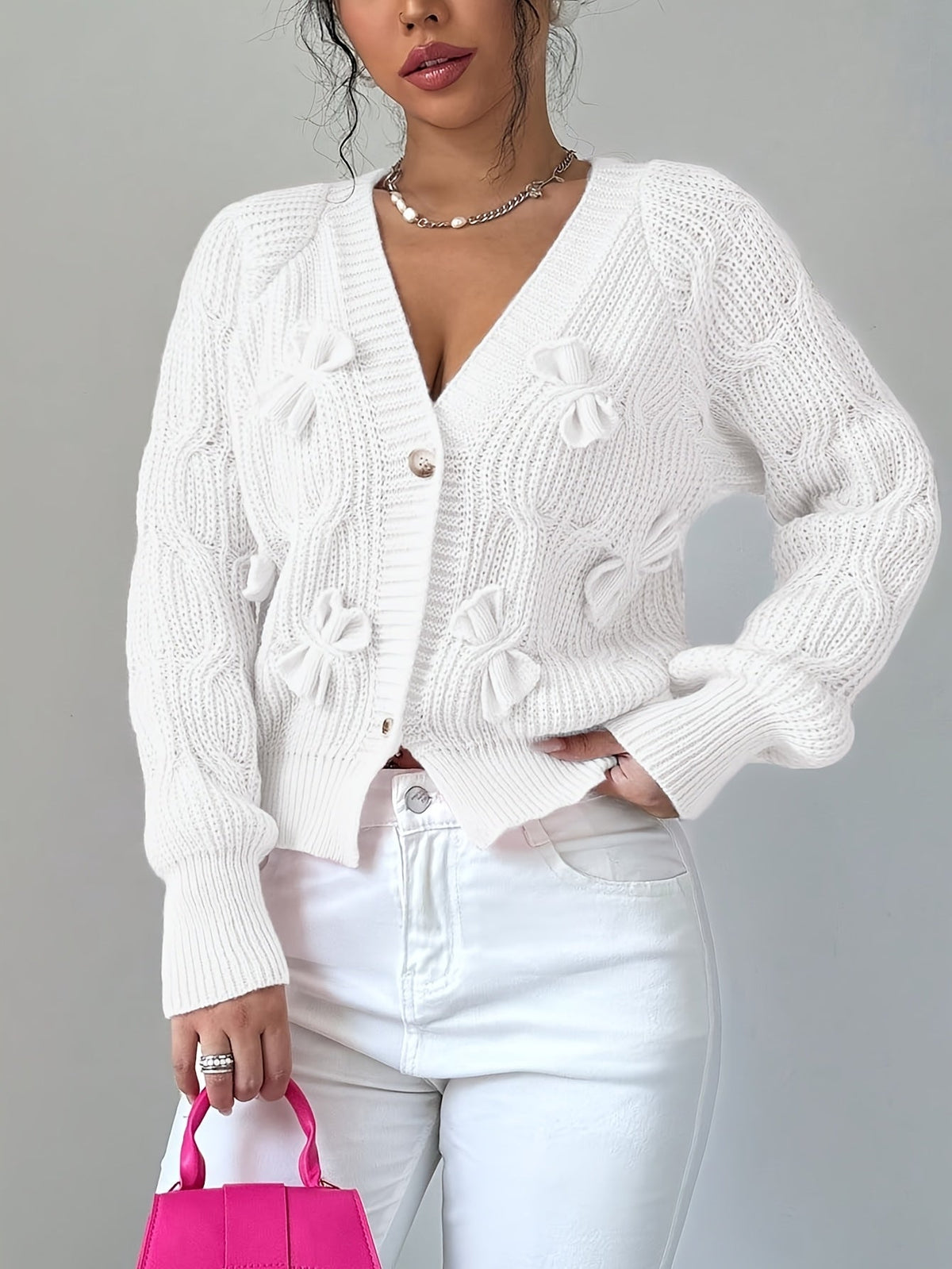 Henrietta | Bow Detail Button Cardigan