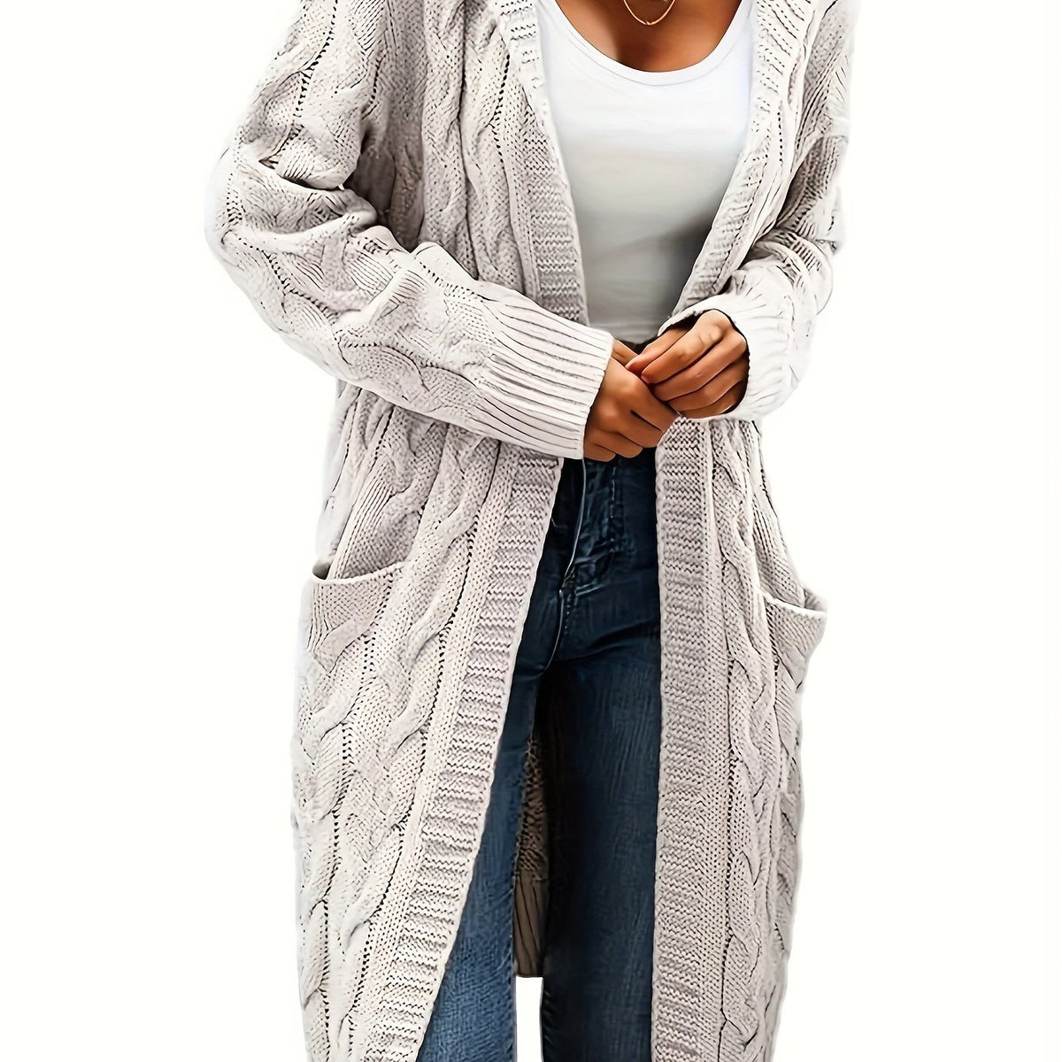 Tamsin | Longline Cable Knit Cardigan