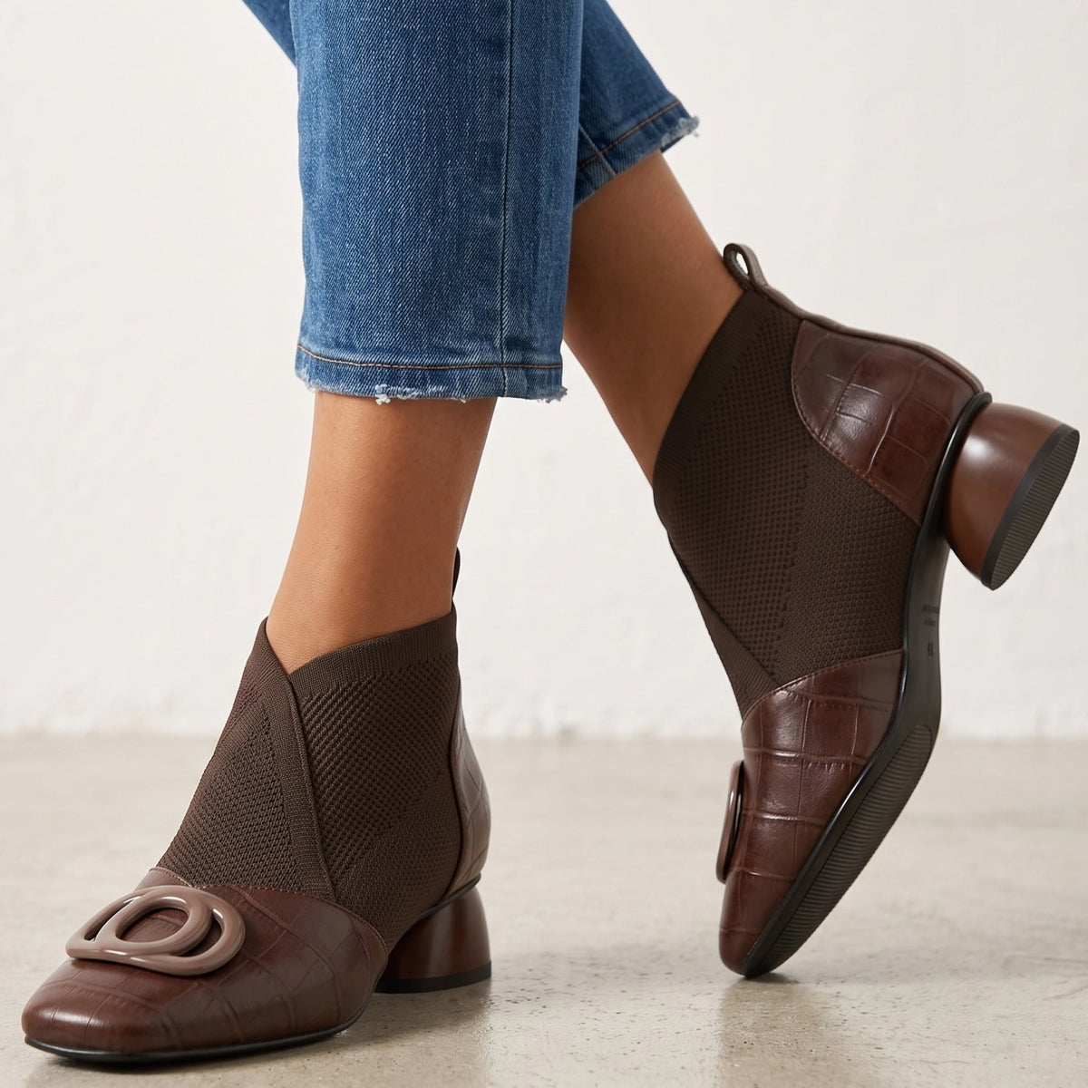 Marcia | Square Toe Buckle Detail Ankle Shoes