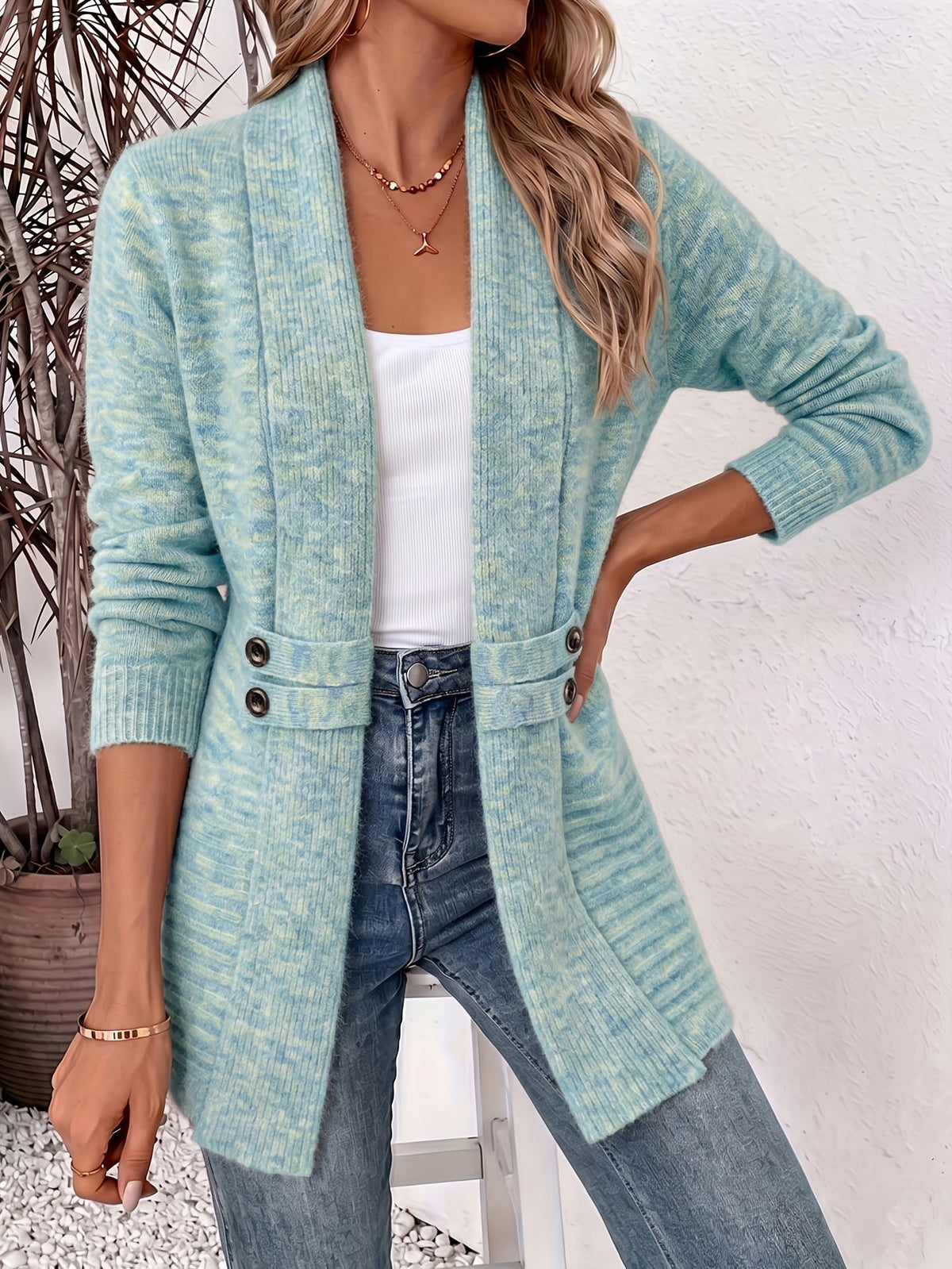 Cora open-front cardigan in Blue