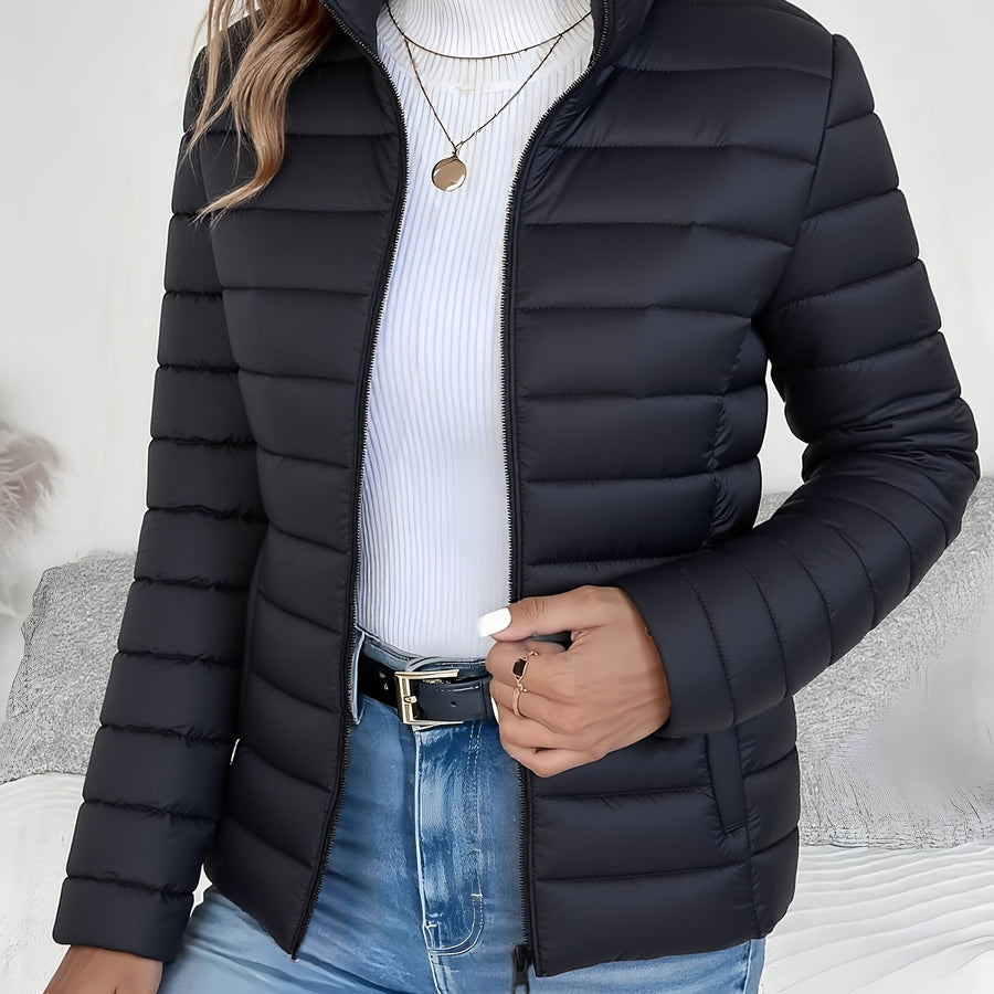 Catherine | Women Quilted Stand Collar Zip Jacket