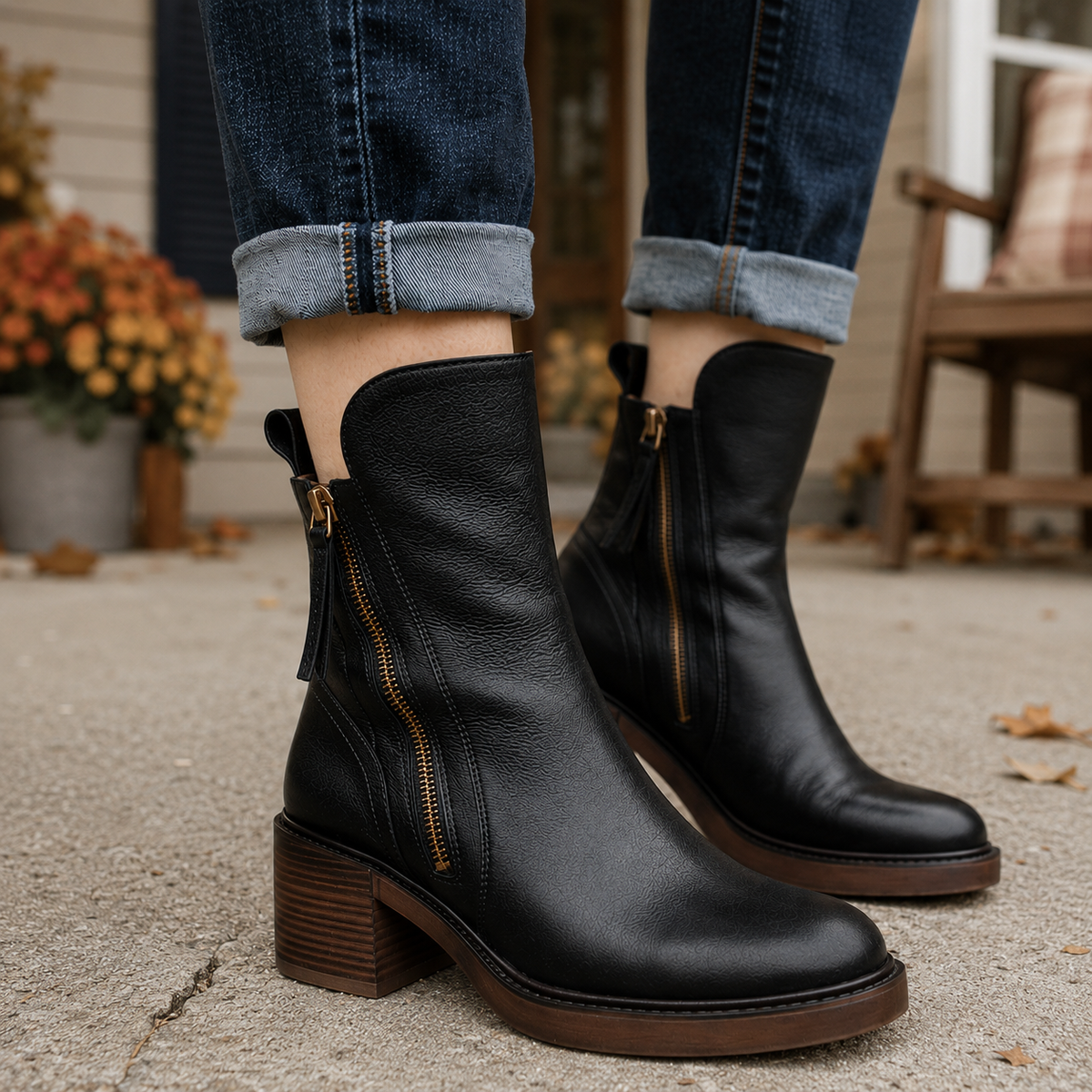 Erica | Leather Block Heel Boots