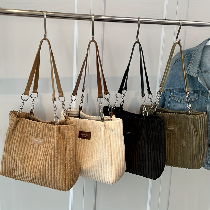 Natalie | Women Ribbed Shoulder Strap Tote Bag