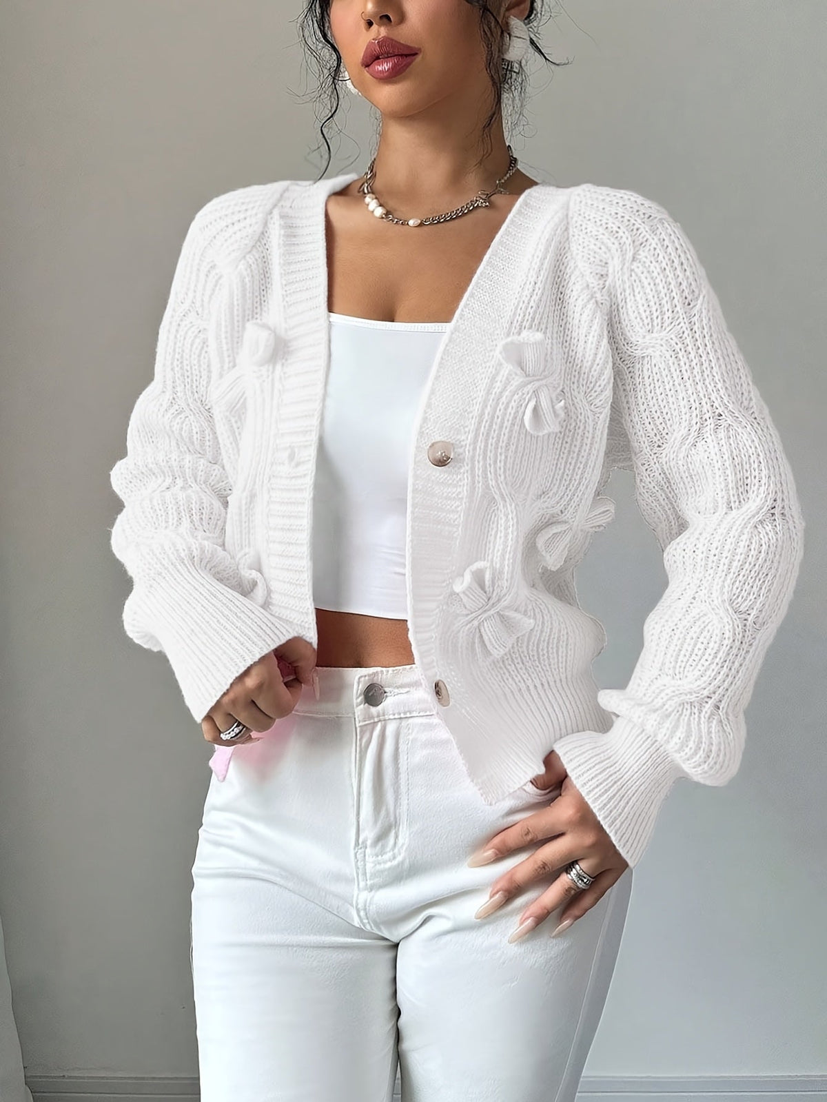 Henrietta | Bow Detail Button Cardigan