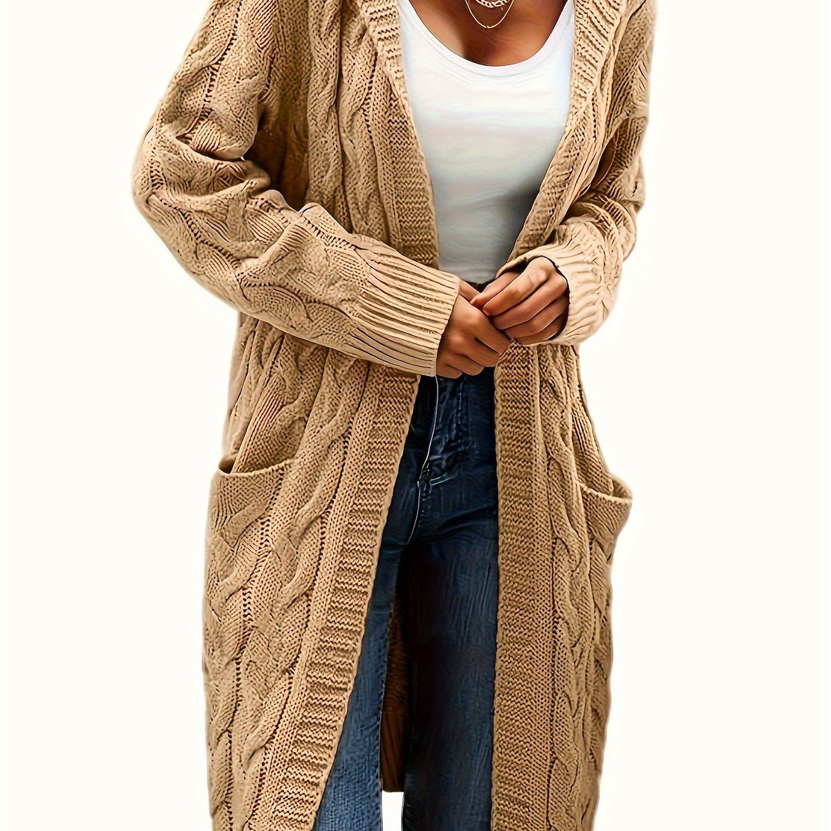 Tamsin | Longline Cable Knit Cardigan