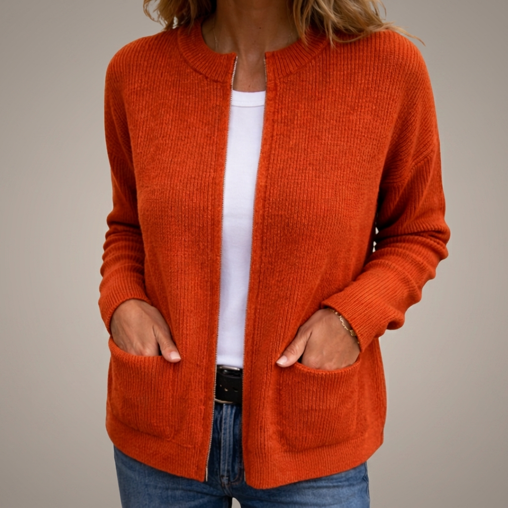 Lydia | Women Open Front Ribbed Pocket Cardigan