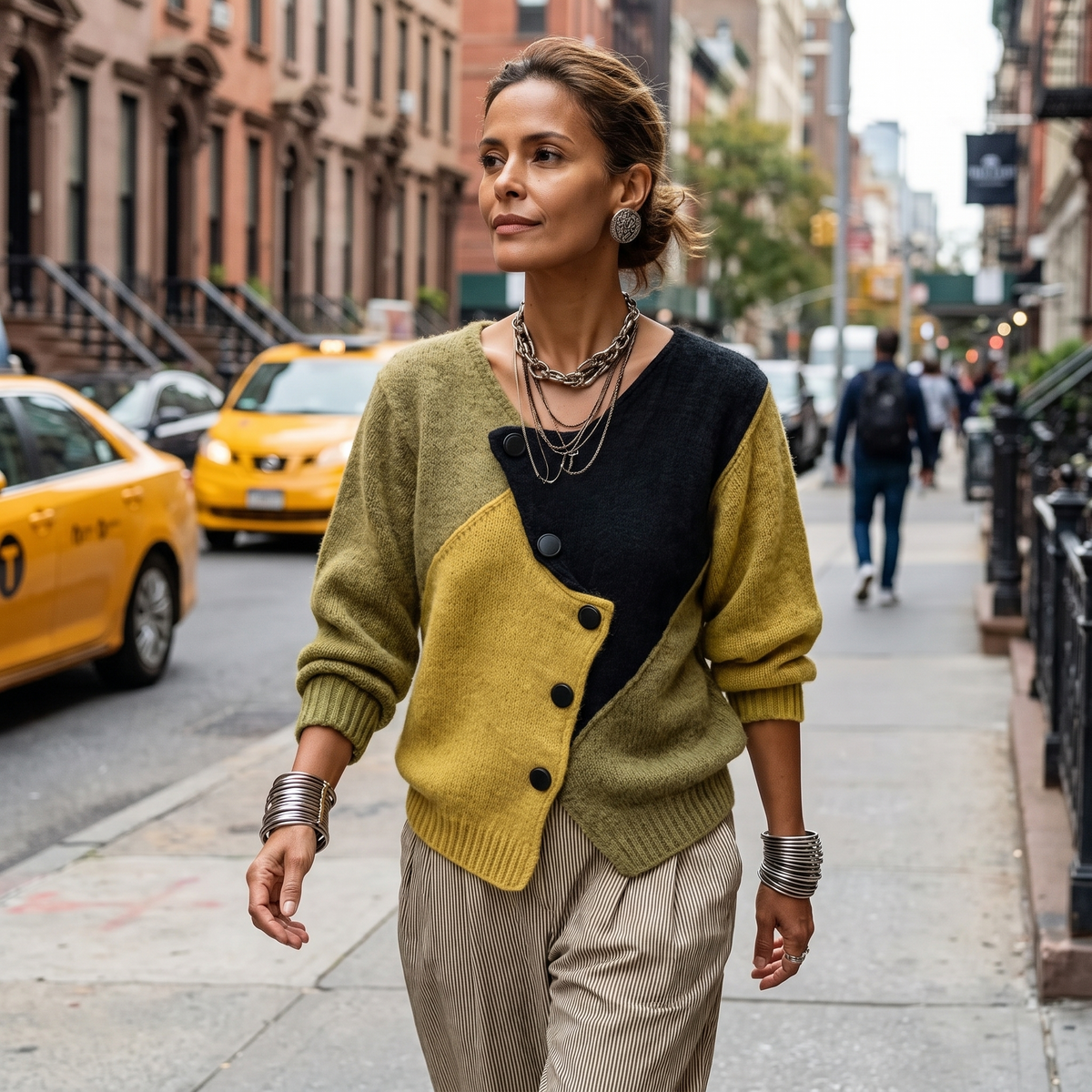 Dorothea | Women Colorblock Button Cardigan