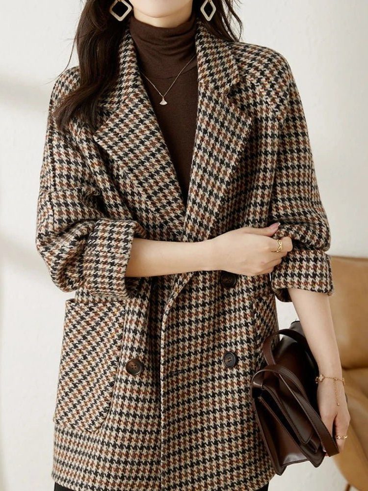 Faye | Houndstooth Double Breasted Blazer