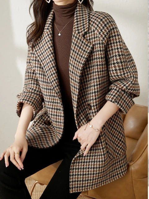 Faye | Houndstooth Double Breasted Blazer