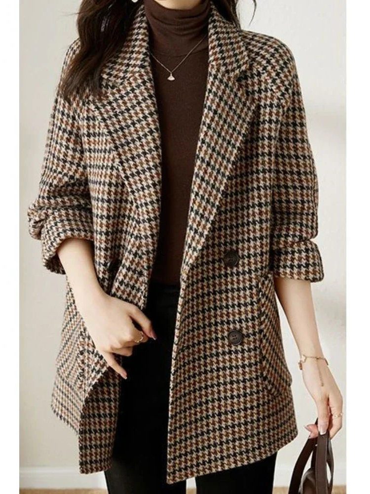 Faye | Houndstooth Double Breasted Blazer