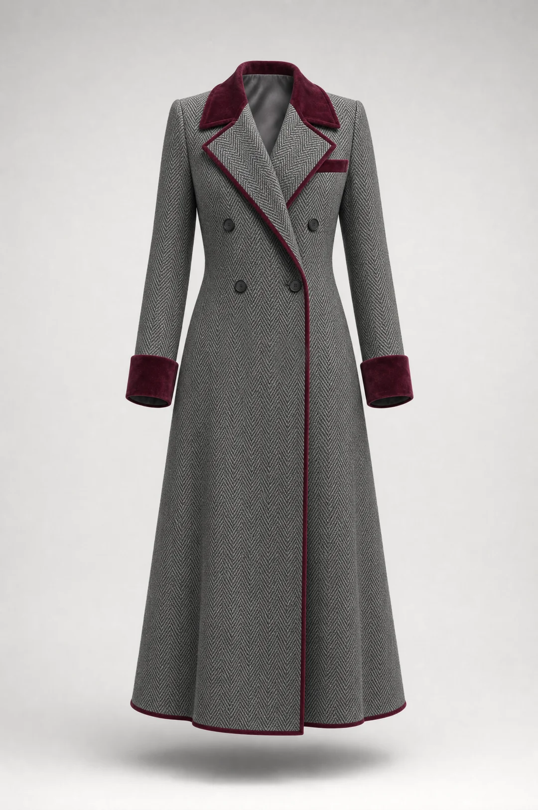 Camilla | Women Herringbone Trim Coat