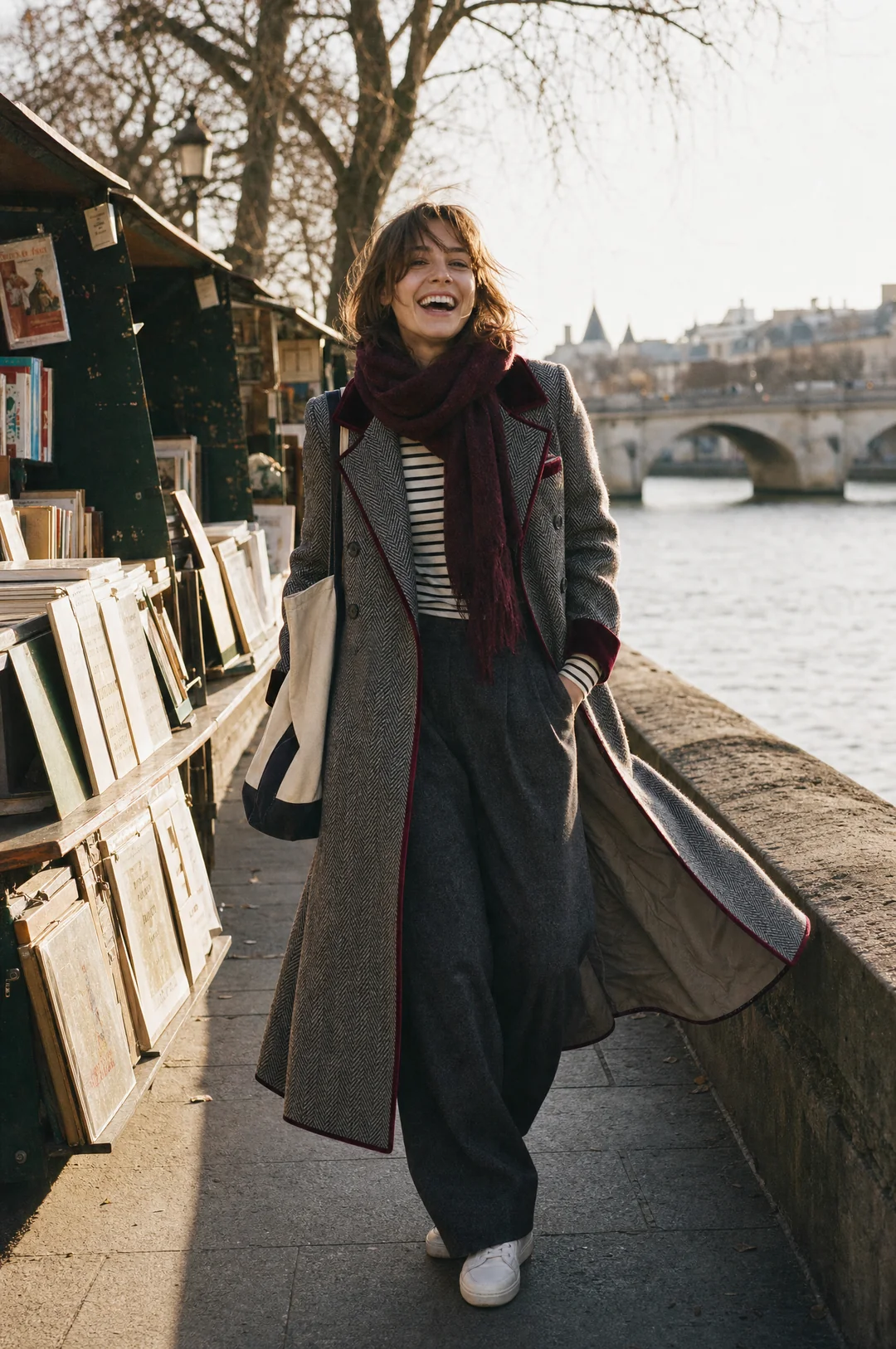 Camilla | Women Herringbone Trim Coat